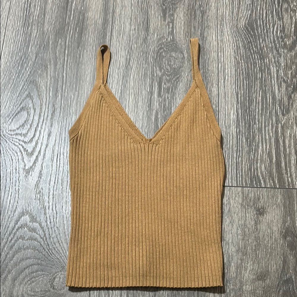 Tan Ribbed Fitted Camisole